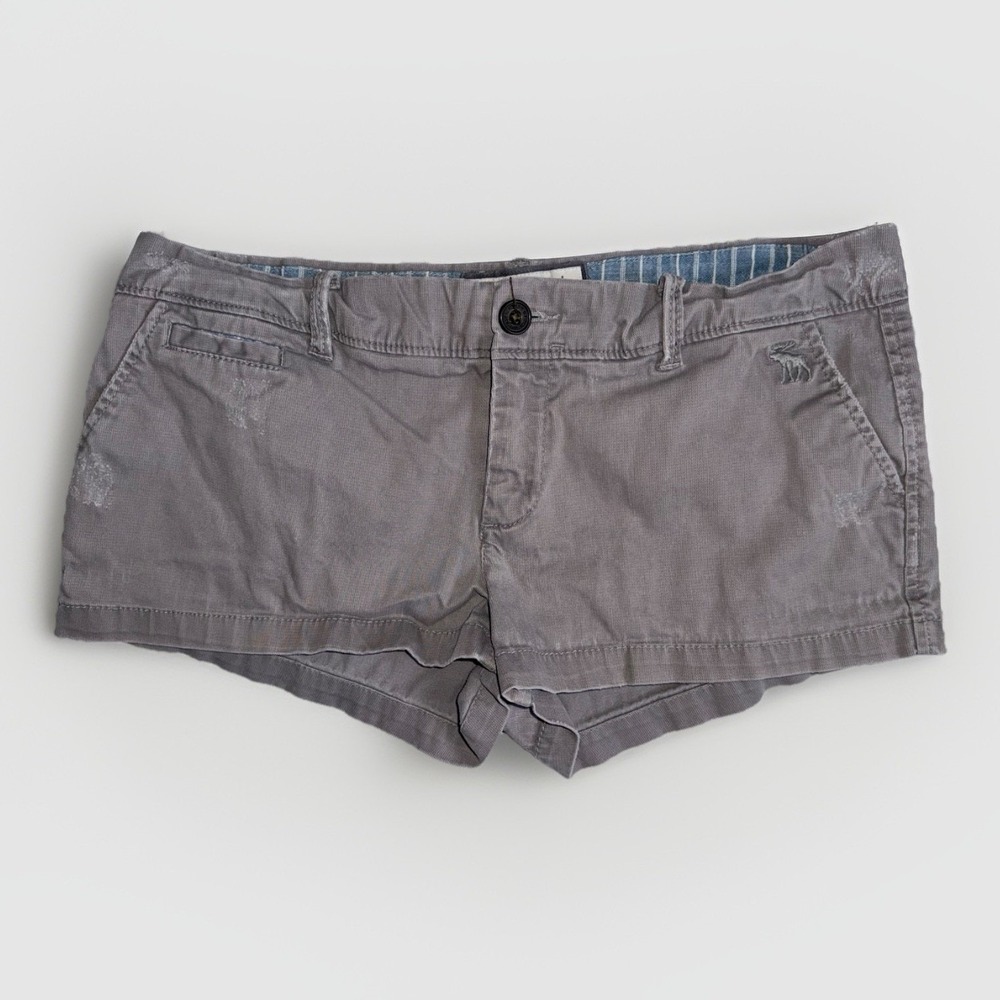 Abercrombie & Fitch Micro Mini Booty Shorts Size 4 Y2K Low Rise Moose Logo Gray